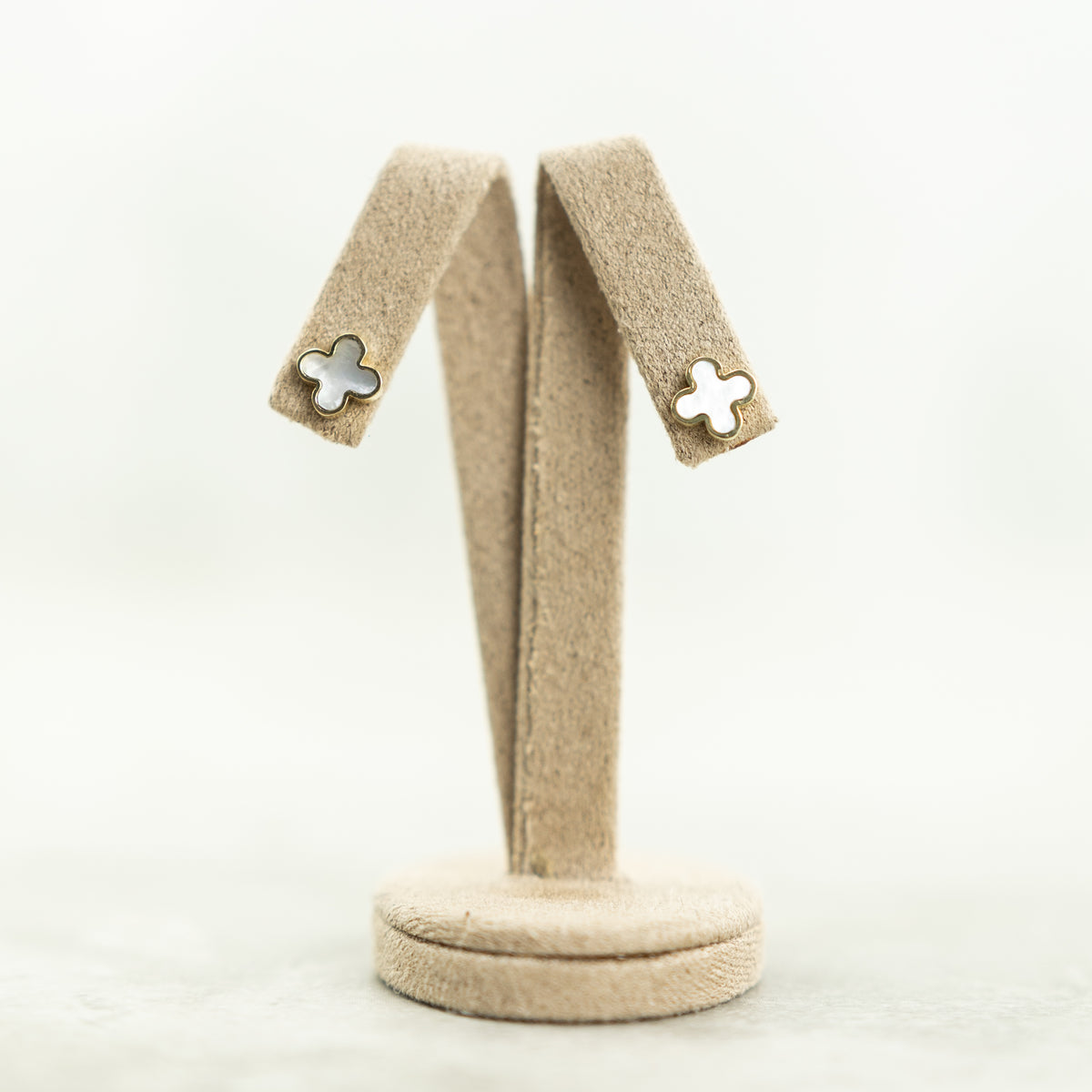 Designer Inspired 9ct Yellow Gold  Mother Of Pearl Petal Earrings