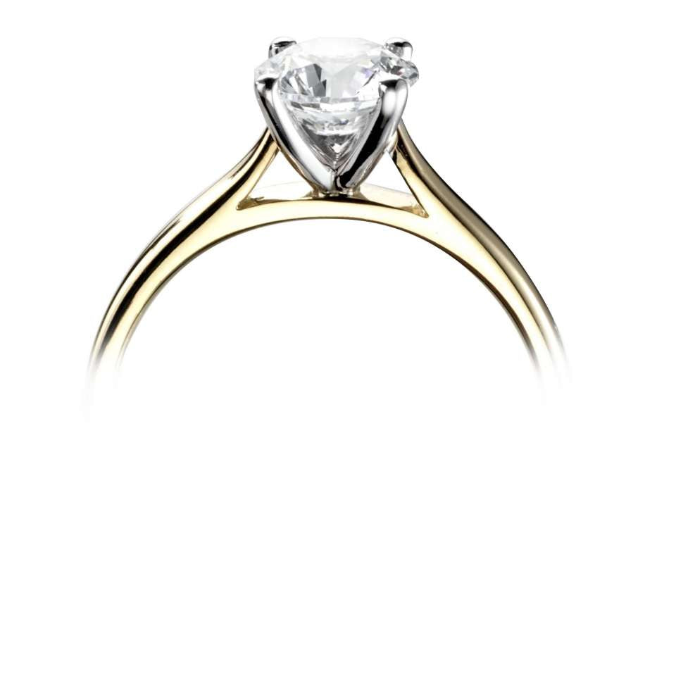 18ct yellow gold round brilliant 1ct lab diamond 4 claw solitaire ring