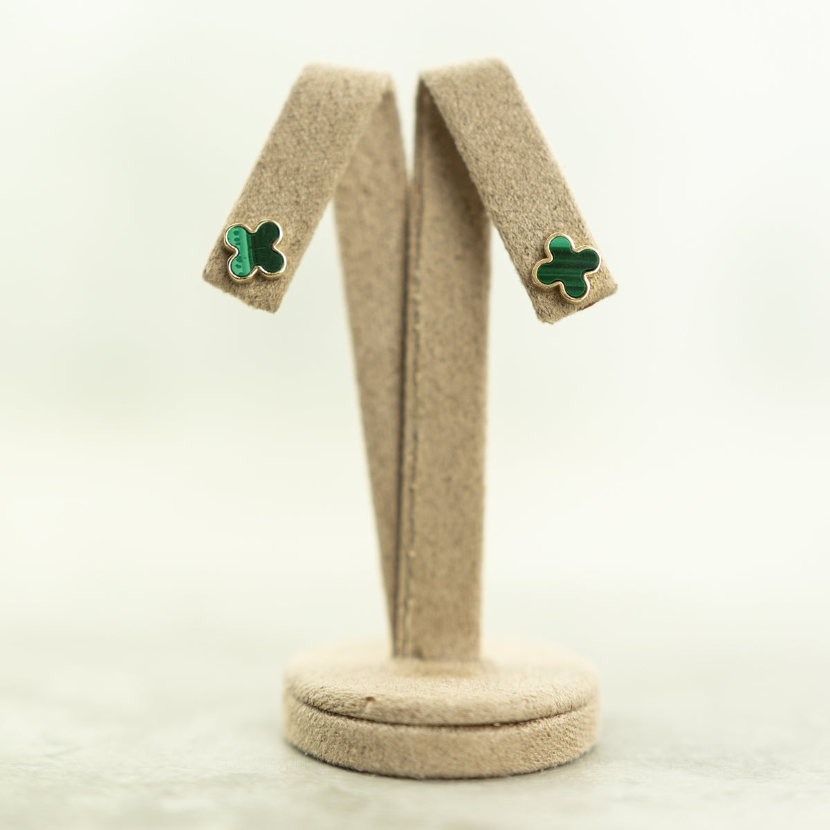 Designer Inspired 9ct Yellow Gold Malachite Petal Earrings RR Jewellers