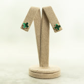 Designer Inspired 9ct Yellow Gold Malachite Petal Earrings RR Jewellers