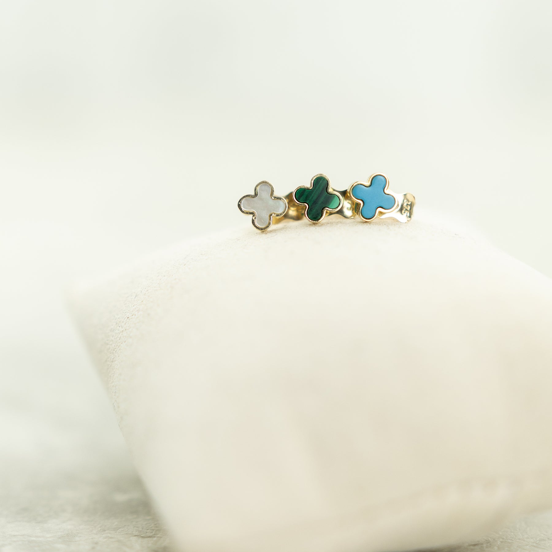 Designer Inspired 9ct Yellow Gold  Mother Of Pearl Petal Earrings