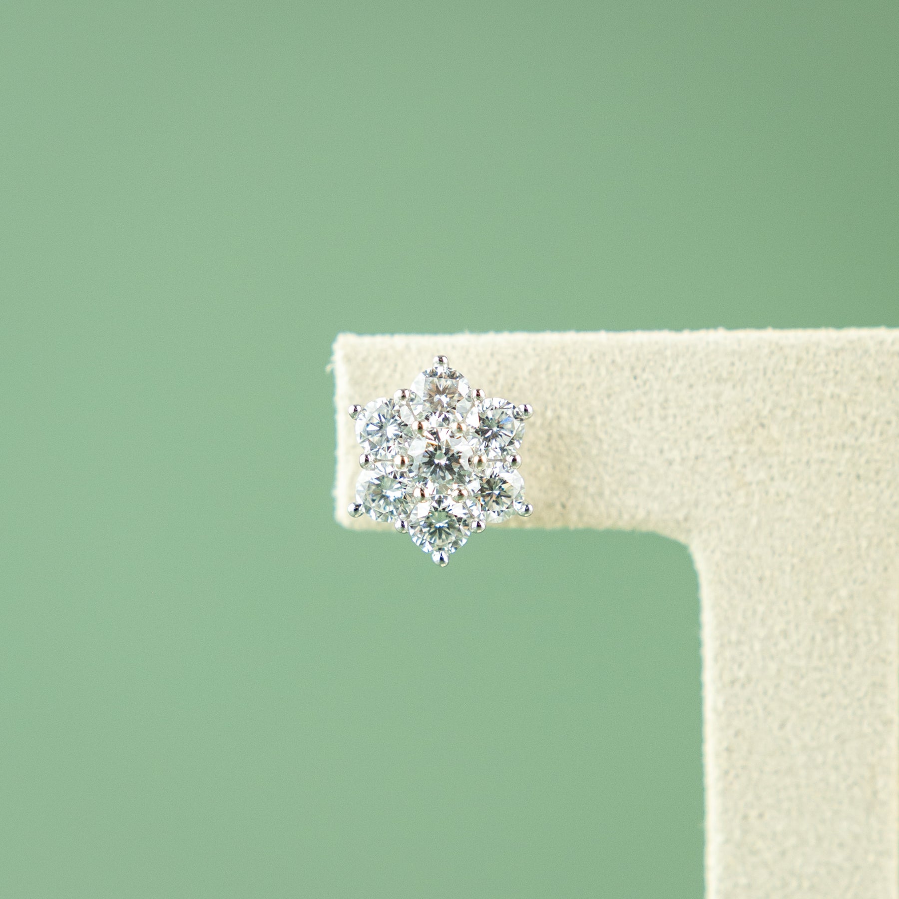 9 Karat Yellow Gold Diamond Cluster Studs with 2.00ct Total