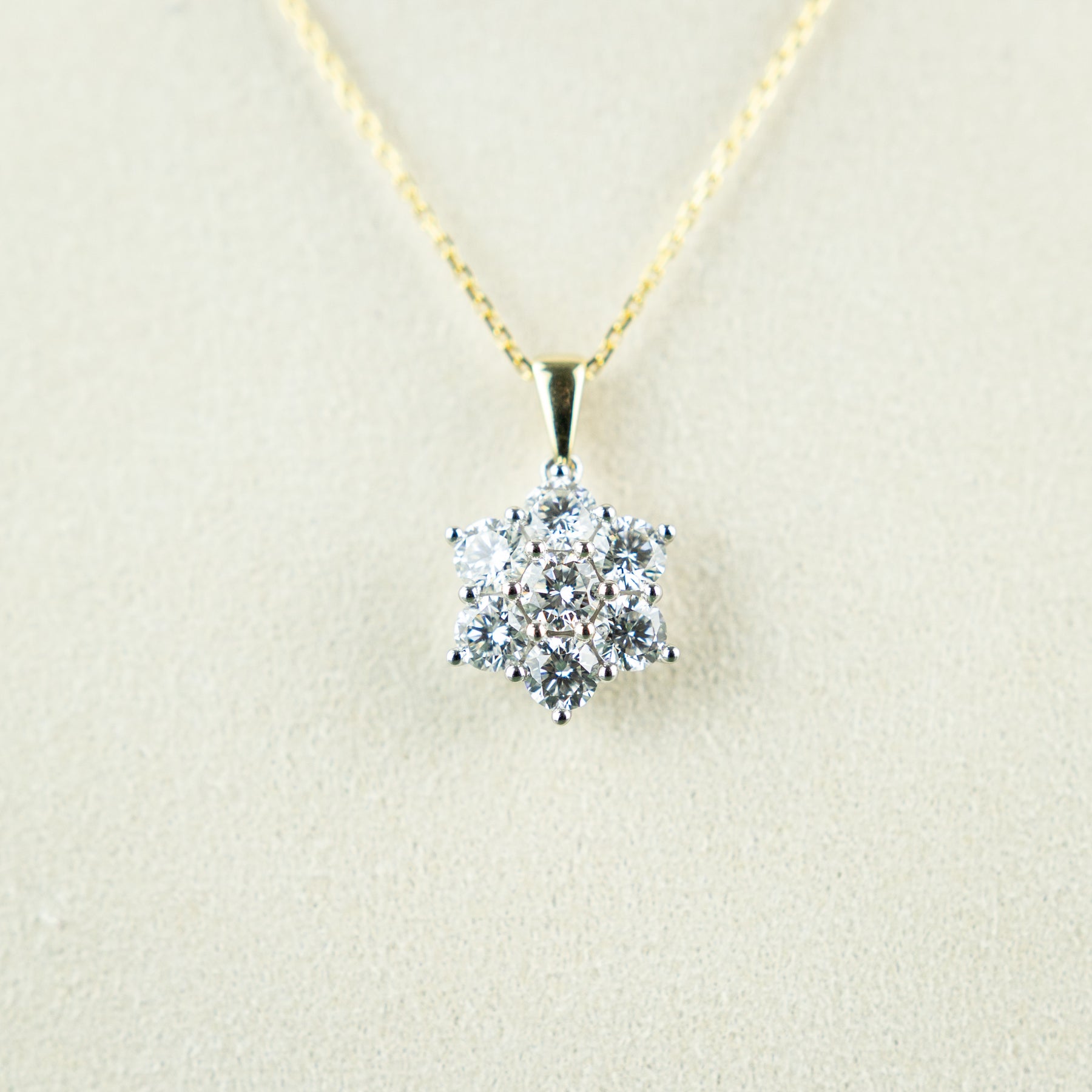 9 Karat Yellow Gold Diamond Cluster Pendant 2.00ct at RR Jewellers Yarm