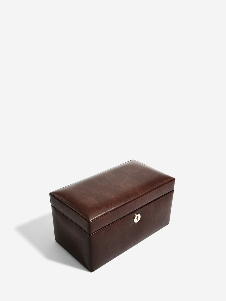 Chestnut brown leather 3 piece watch box
