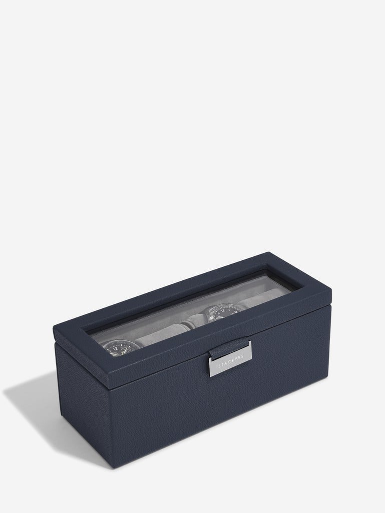 Navy blue 4 piece watch box