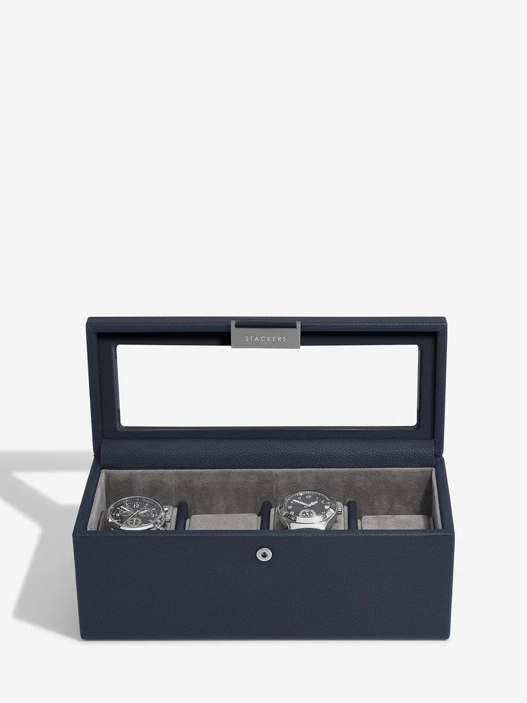 Navy blue 4 piece watch box