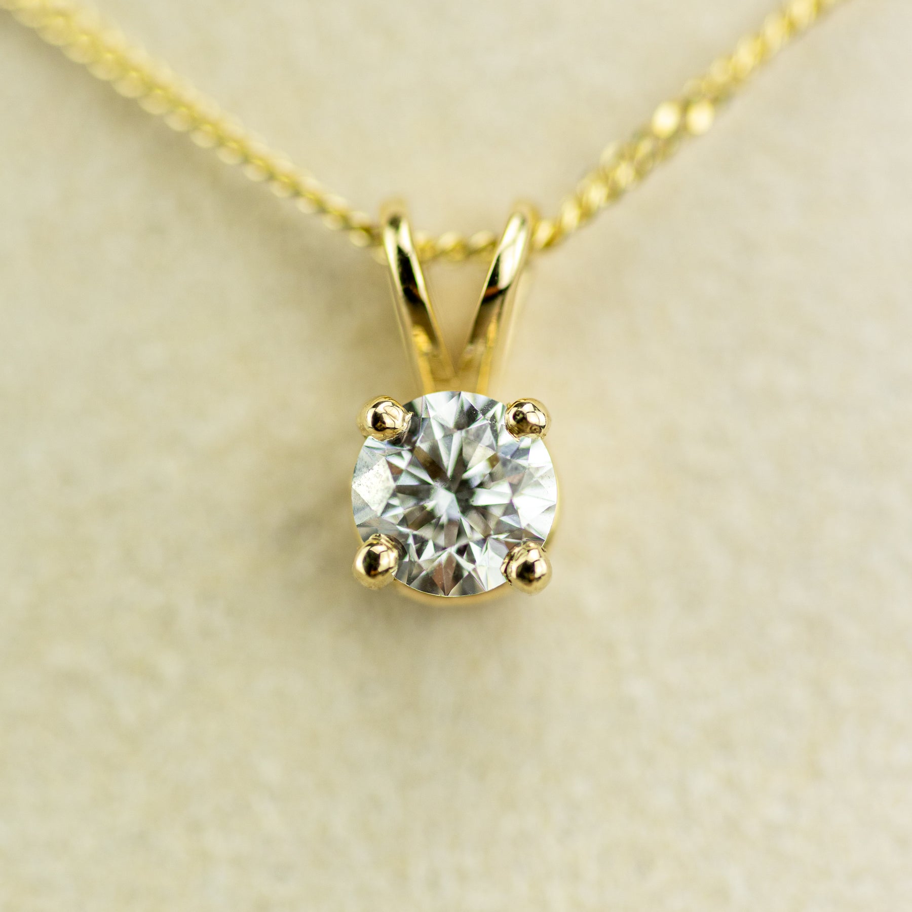 0.50ct Natural GIA Certified Round Pendant With 9ct Yellow Gold Claw & Chain