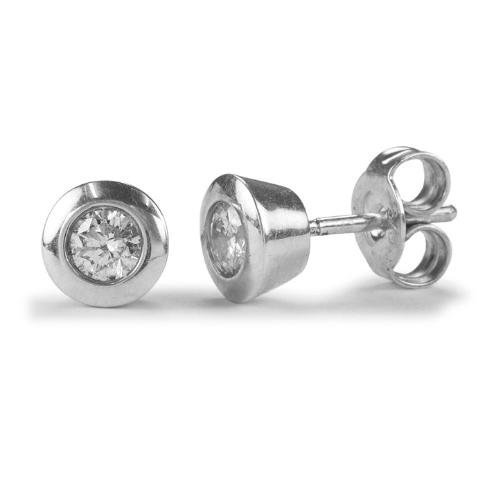 9ct white gold round 0.50cttw diamond bezel set stud earrings