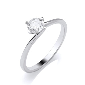 Platinum round brilliant 0.25ct diamond 4 claw twist set solitaire ring
