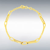 9ct yellow gold paper chain station bracelet