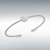 Sterling silver rhodium plated 10.5mm disc twist cuff bangle