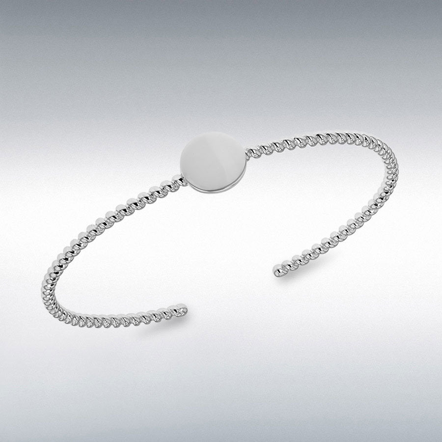 Sterling silver rhodium plated 10.5mm disc twist cuff bangle