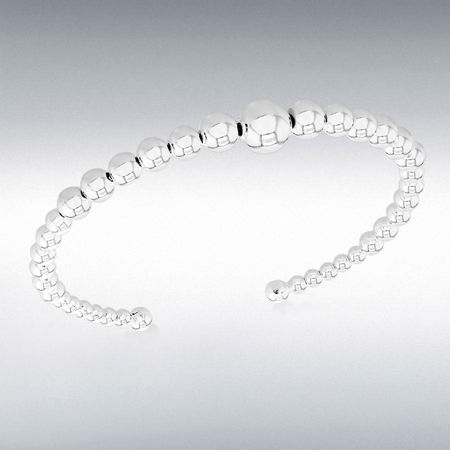Sterling silver 3-8mm graduated ball flexible bangle