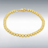 Sterling silver yellow gold plated 4mm ball bracelet 7.5”