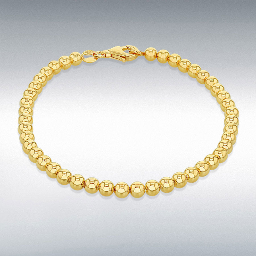 Sterling silver yellow gold plated 4mm ball bracelet 7.5”