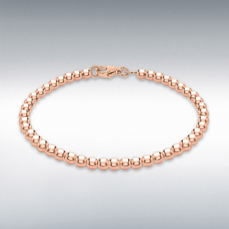 Sterling silver rose gold plated 4mm ball bracelet 7.5”