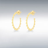 Sterling silver gold plated 23mm spiked-tube open hoop earrings