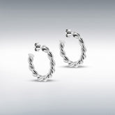 Sterling silver twisted open hoop earrings