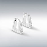 Sterling silver Greek key creole earrings