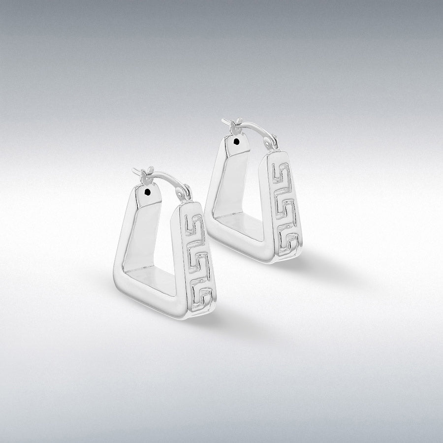 Sterling silver Greek key creole earrings