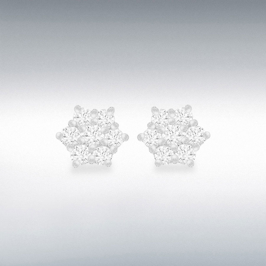Sterling silver cz daisy cluster stud earrings