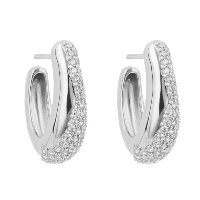 Fiorelli organic shaped cz pavè set 3/4 hoop earrings