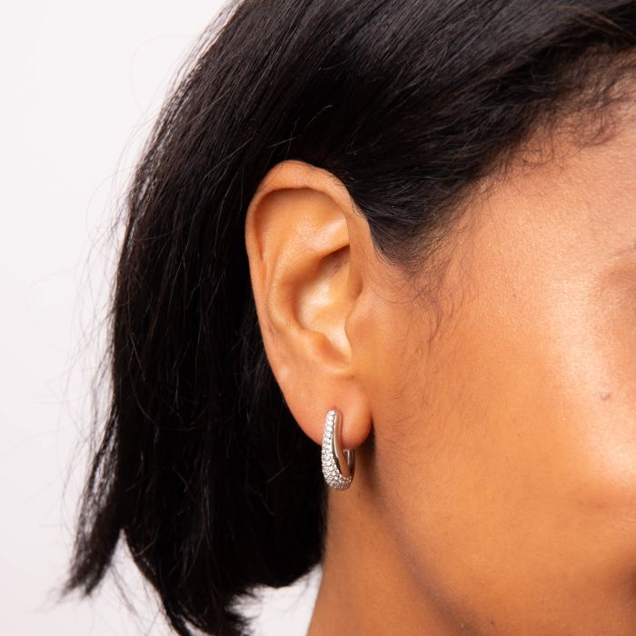 Fiorelli organic shaped cz pavè set 3/4 hoop earrings