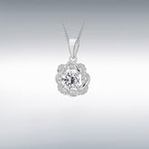Sterling silver rhodium plated cz twine detail pendant