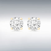 Sterling silver yellow gold plated round cz stud earrings