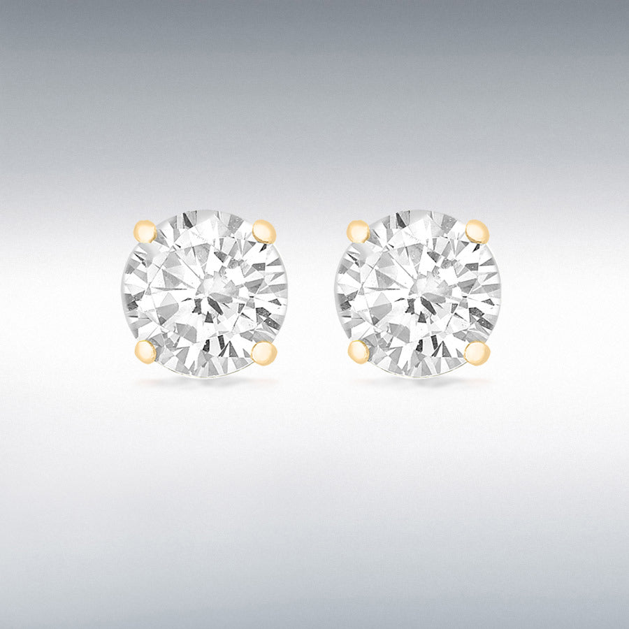 Sterling silver yellow gold plated round cz stud earrings