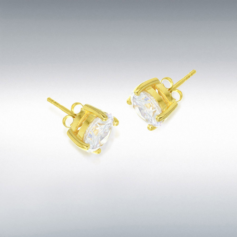 Sterling silver yellow gold plated round cz stud earrings