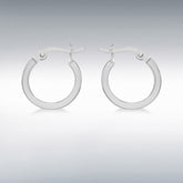 Sterling silver square-tube 15mm hoop earrings