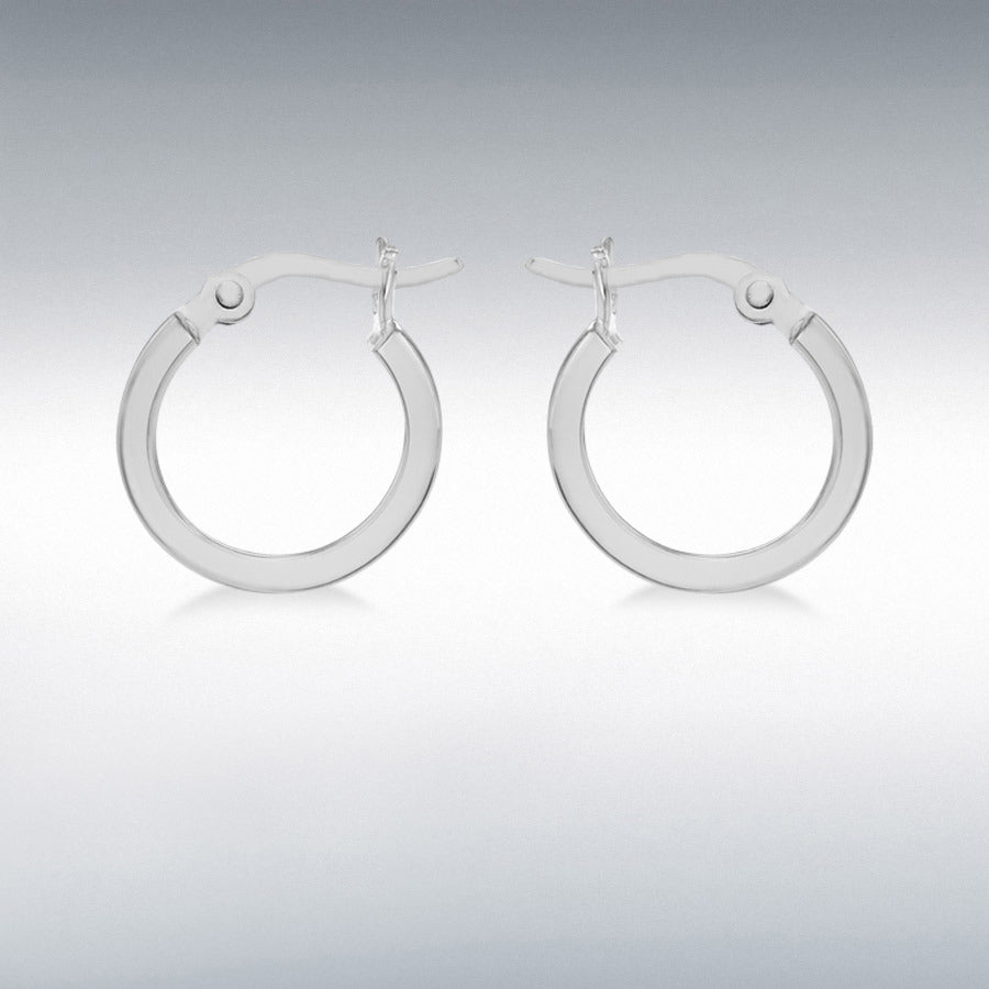 Sterling silver square-tube 15mm hoop earrings
