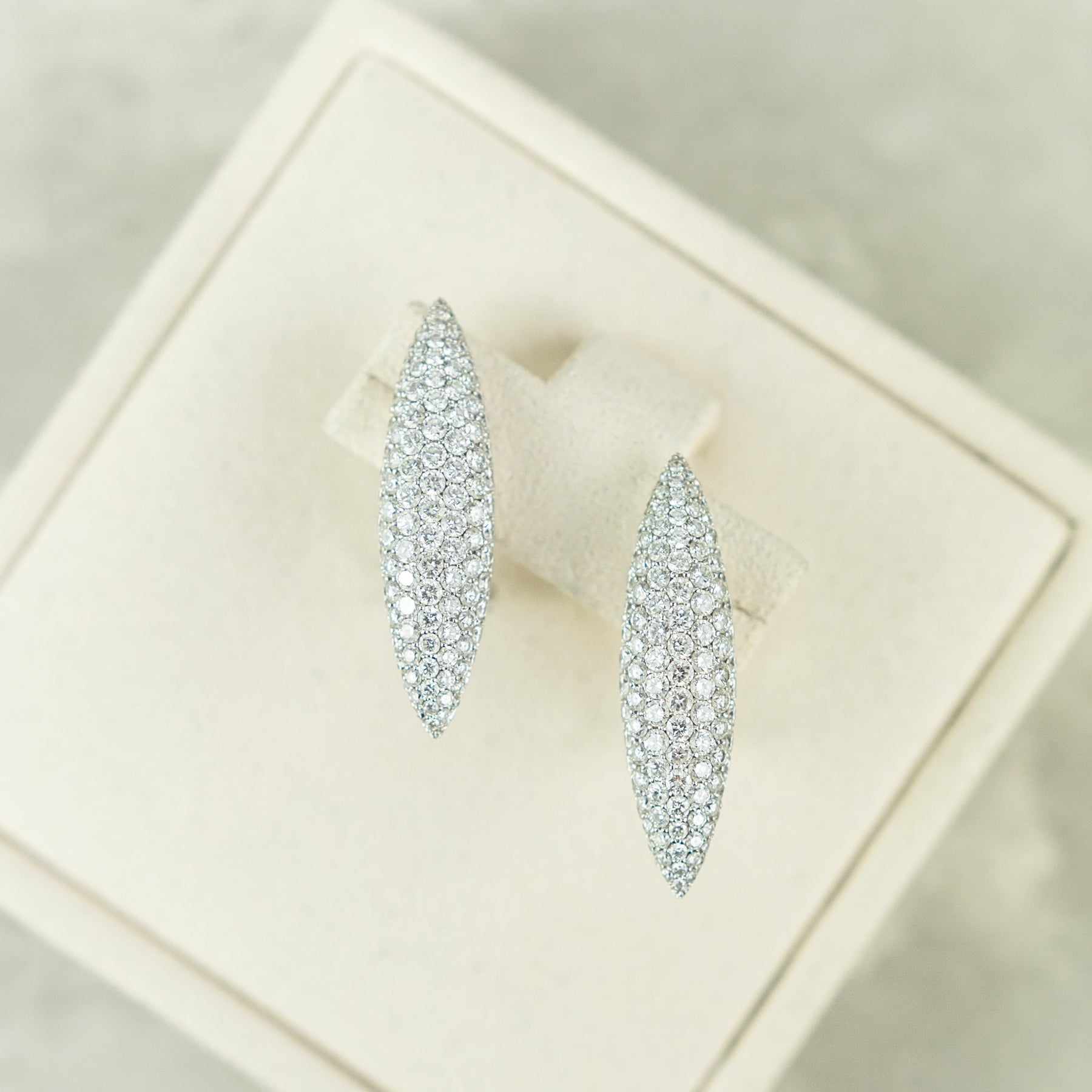 Pre Loved 18 Karat White Gold Briolette - Style 3.50ct Natural Diamond Earrings RR Jewellers Yarm UK