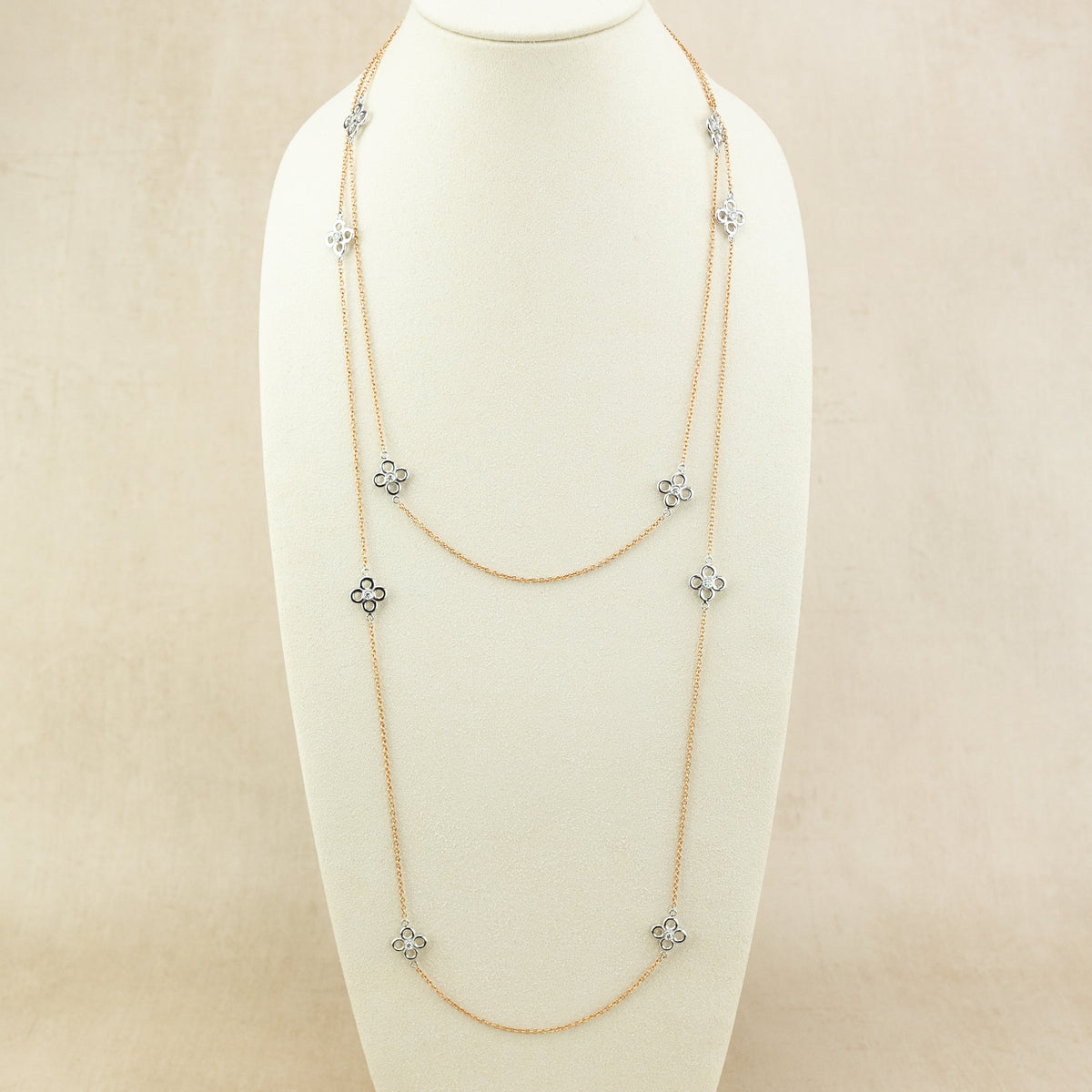 18 Karat Rose Gold Petal Necklace with Diamond Stones 0.90ct at RR Jewellers Yarm UK