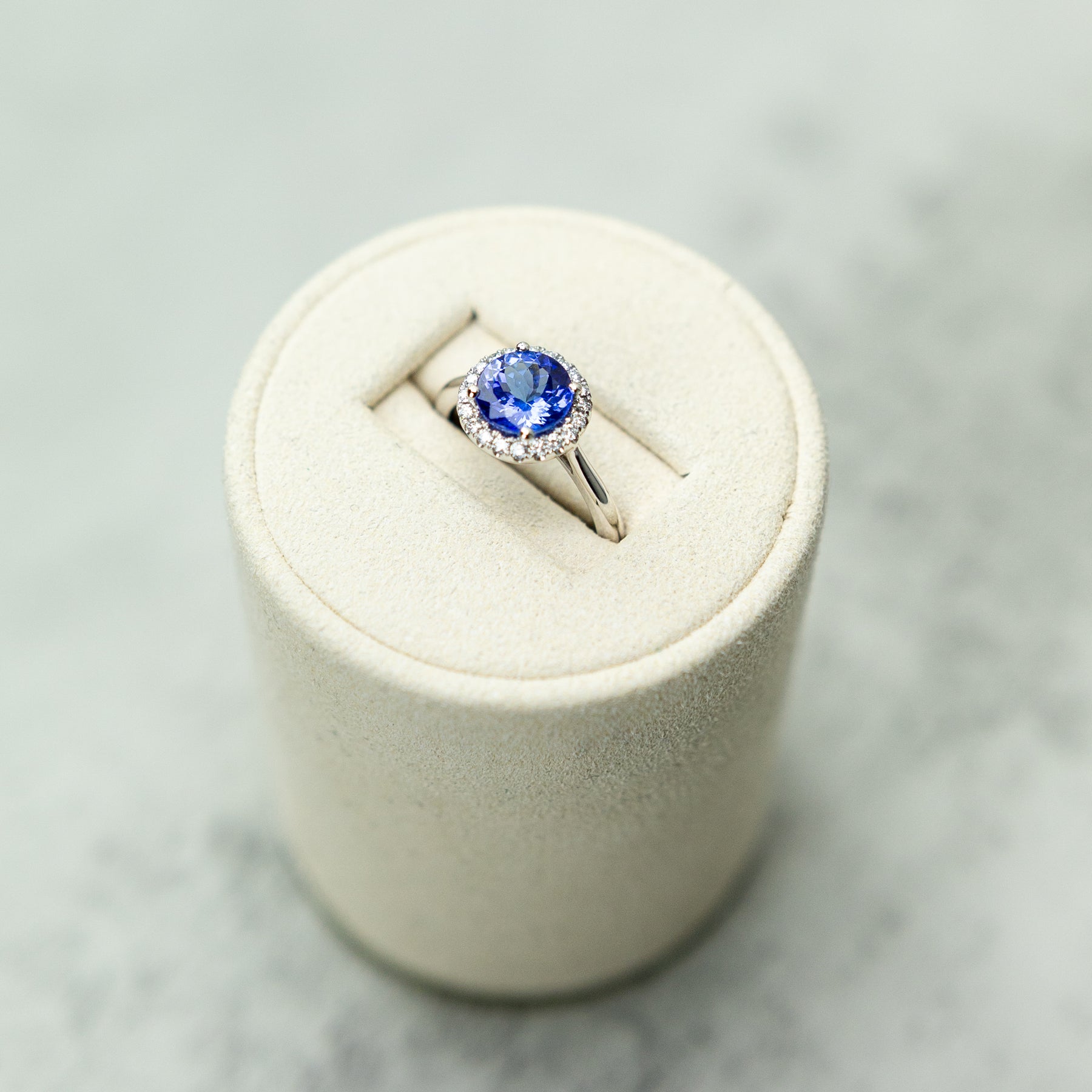 Platinum Round Tanzanite Halo Ring With Diamond Set at RR JEWELLERS YARM
