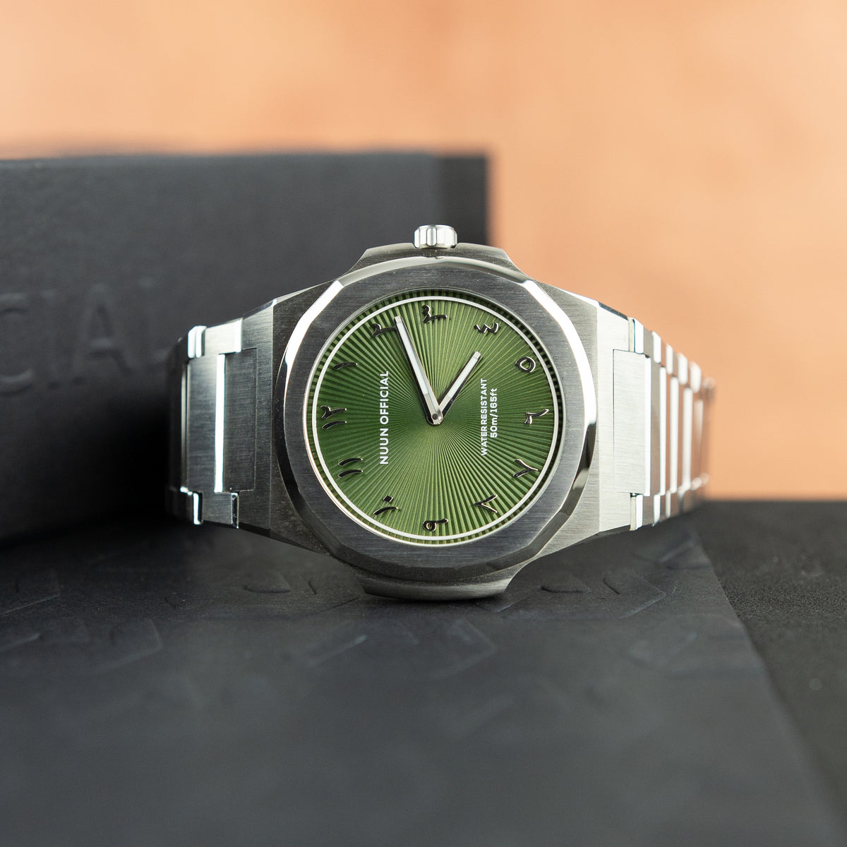 Nuun Official Origen Steel MS Arabic Dial - Vineyard Green 38mm at RR Jewellers Yarm UK