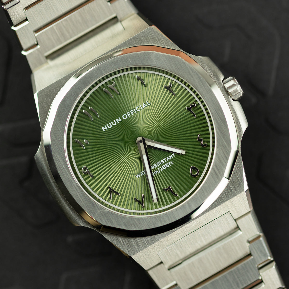 Nuun Official Origen Steel MS Arabic Dial - Vineyard Green 38mm at RR Jewellers Yarm UK