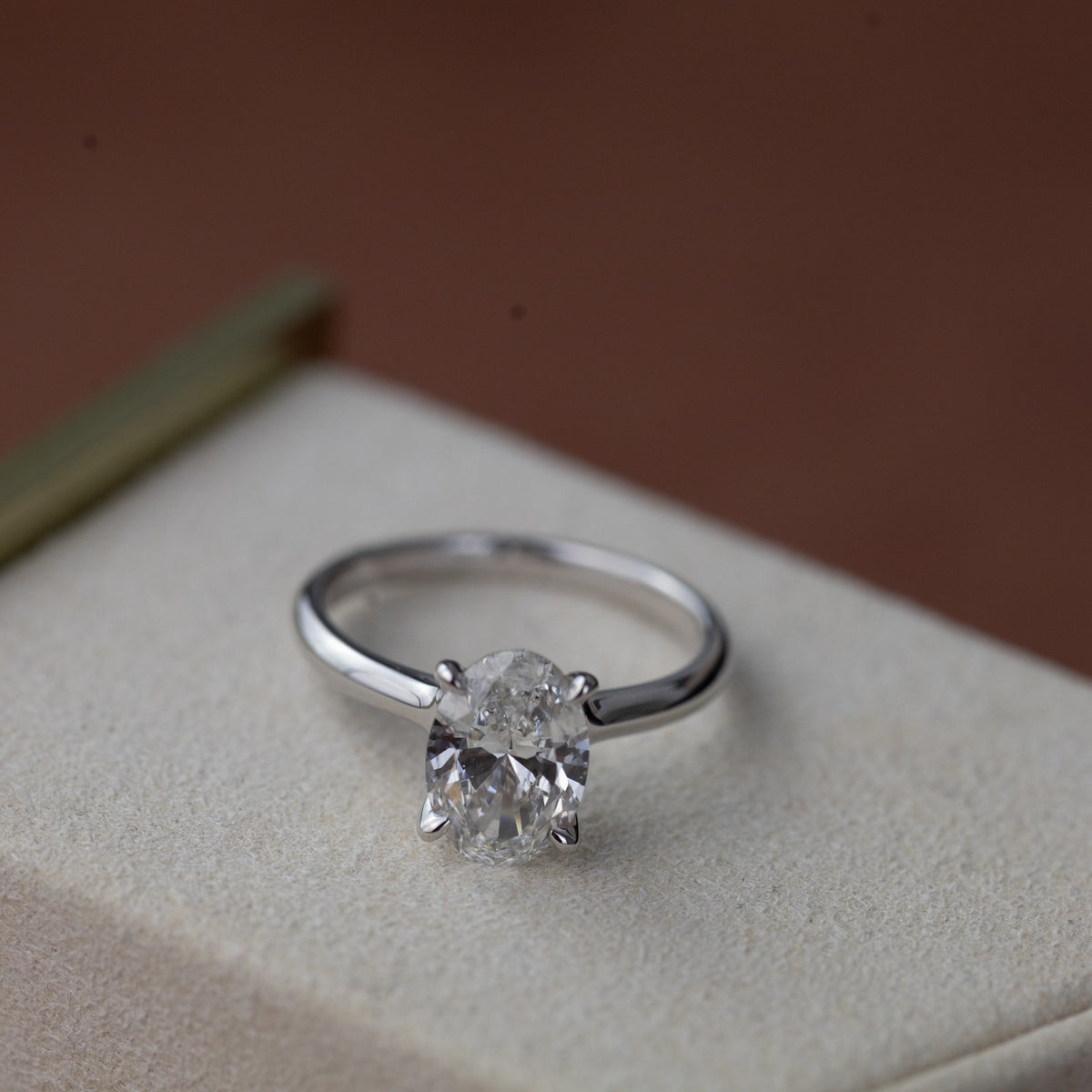 9ct white gold oval cut 2.01ct diamond solitaire ring