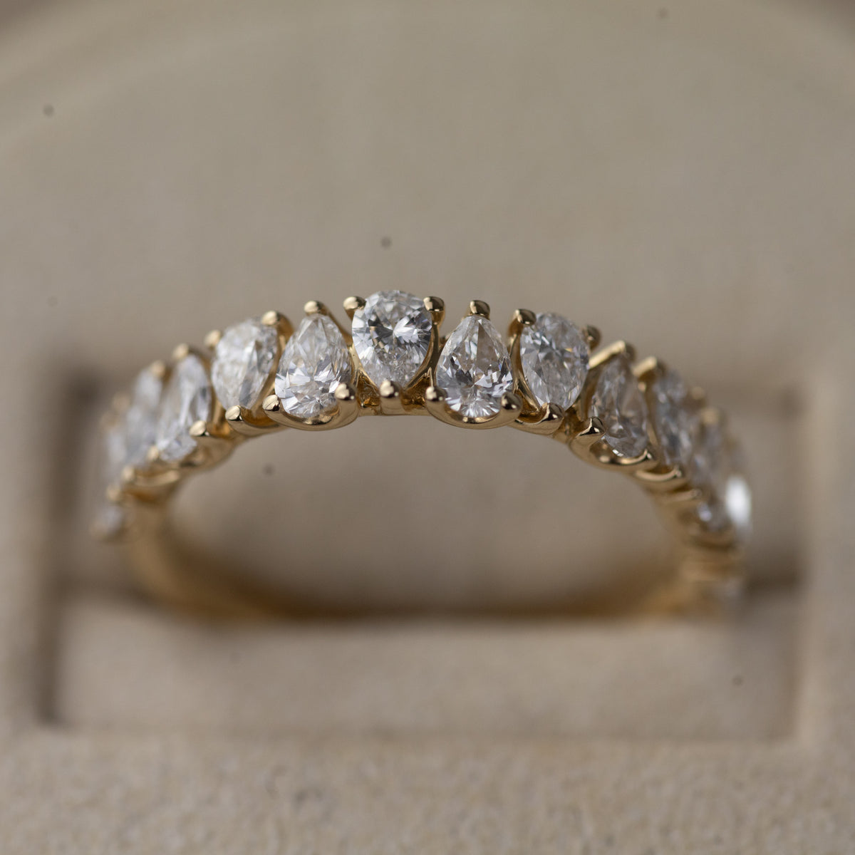9ct yellow gold pear cut eternity ring