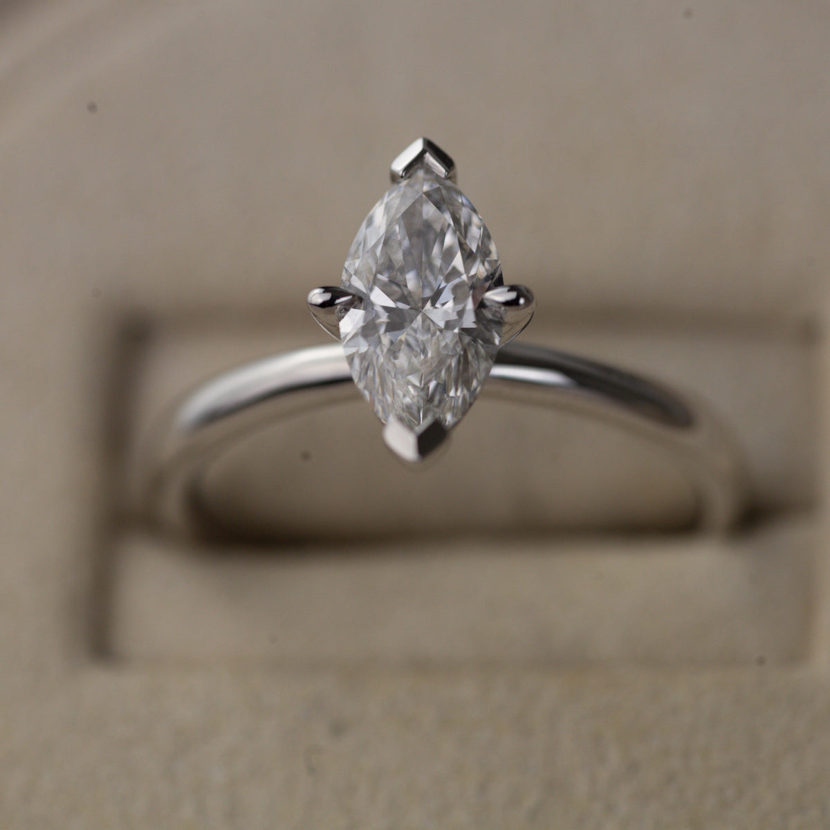Platinum marquise cut solitaire ring