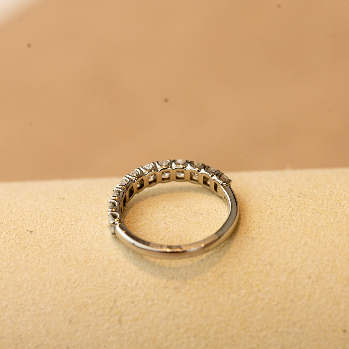 Platinum 1.10ct oval cut diamond half eternity ring