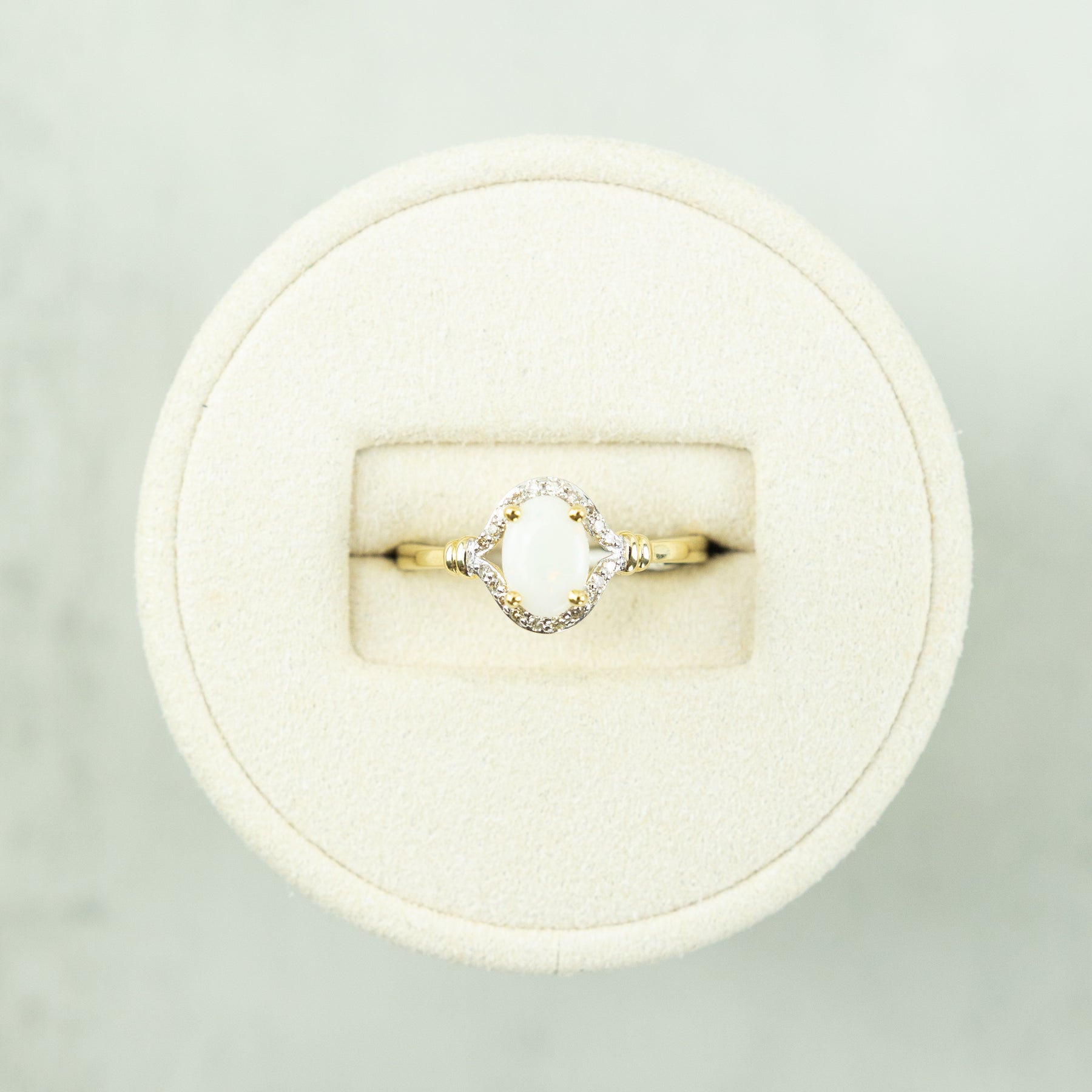 9ct Yellow Gold Opal Halo Ring