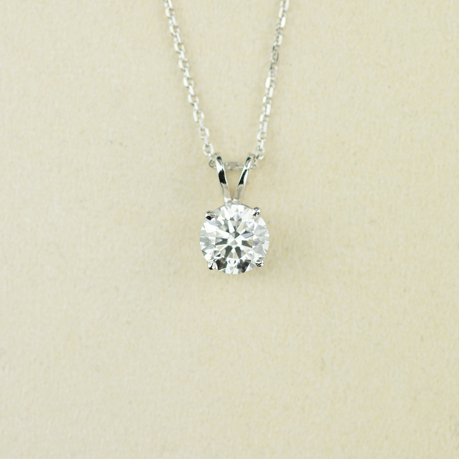 9 Karat White Gold Round Brilliant 1.50ct Lab Diamond Pendant with Split Bale at RR Jewellers UK