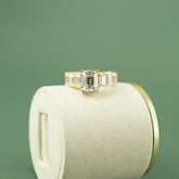 18 Karat Yellow Gold Emerald Cut Moissanite Eternity Ring at RR Jewellers Yarm