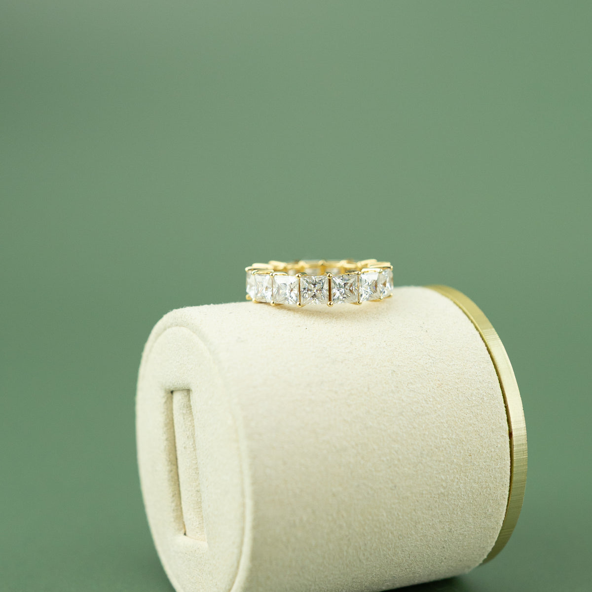 18 Karat Yellow Gold Princess Cut Moissanite Eternity Band at RR Jewellers Yarm UK