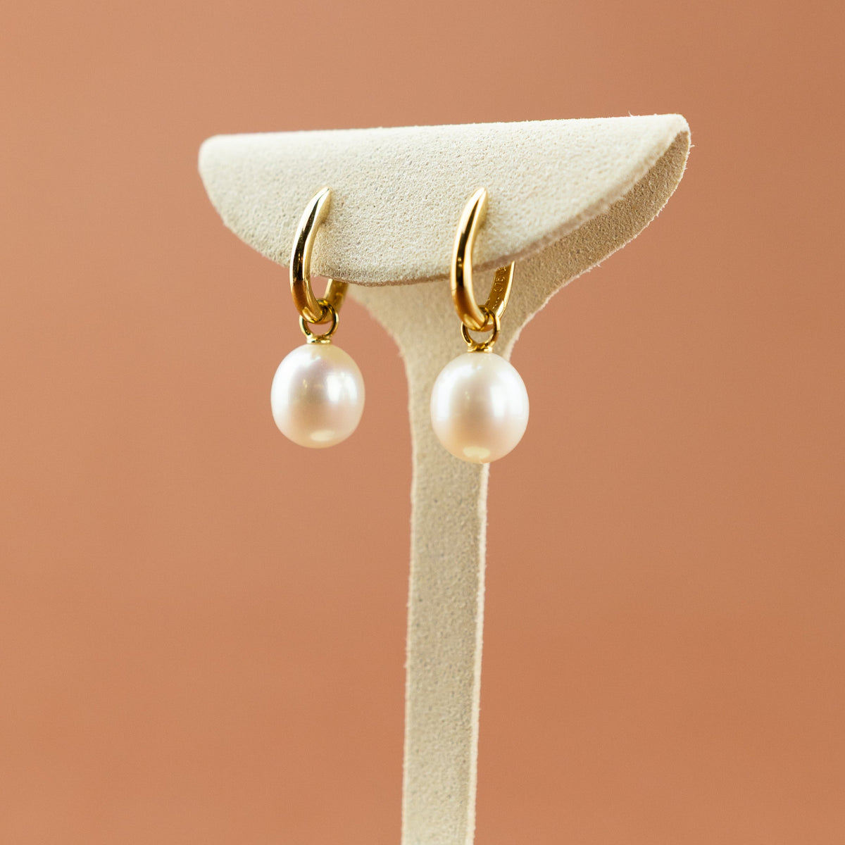 River Pearl Teardrop Earrings in 9 Karat Yellow Gold at RR Jewellers Yarm UK