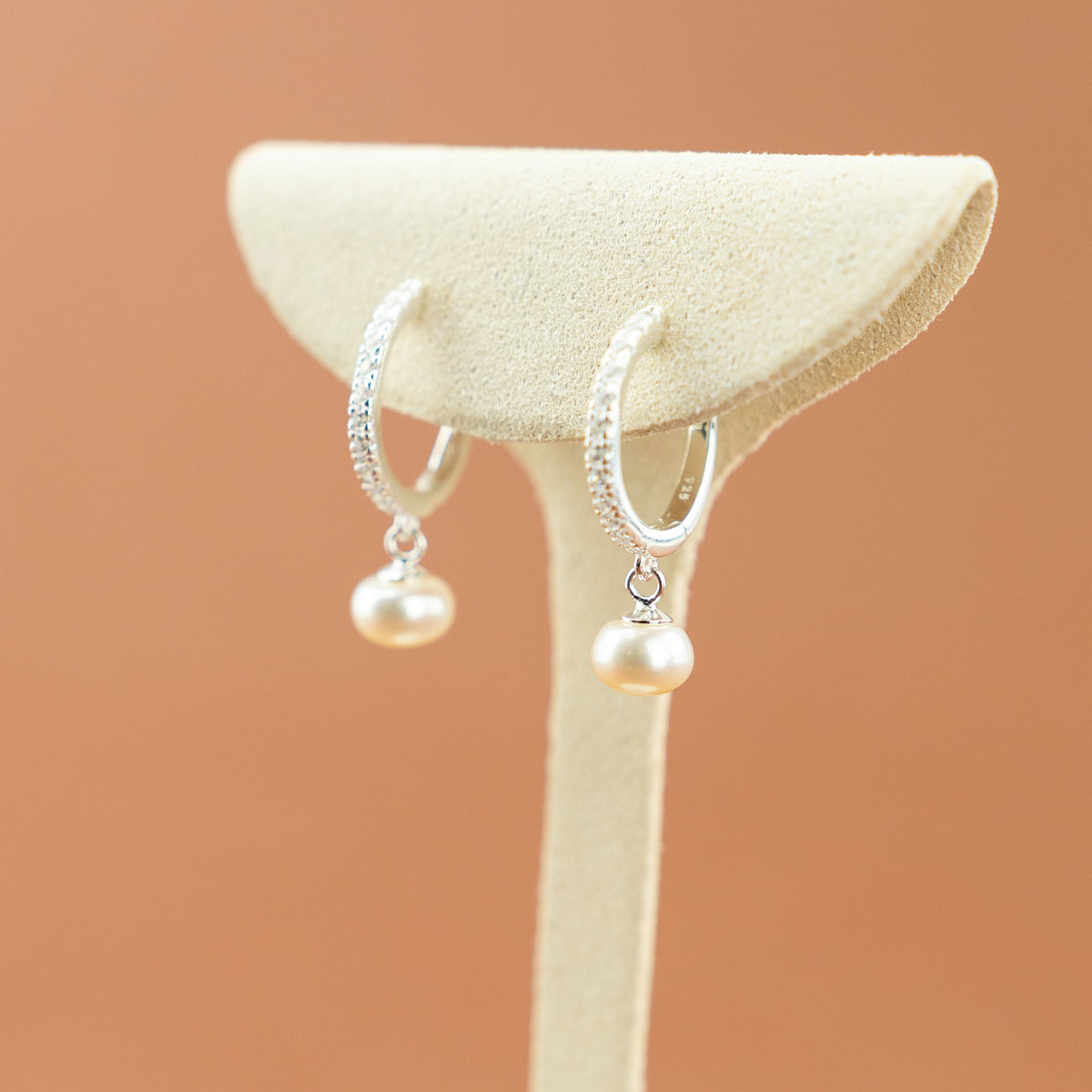 Freshwater Pearl Hoop Earrings on Silver at RR Jewellers Yarm UK