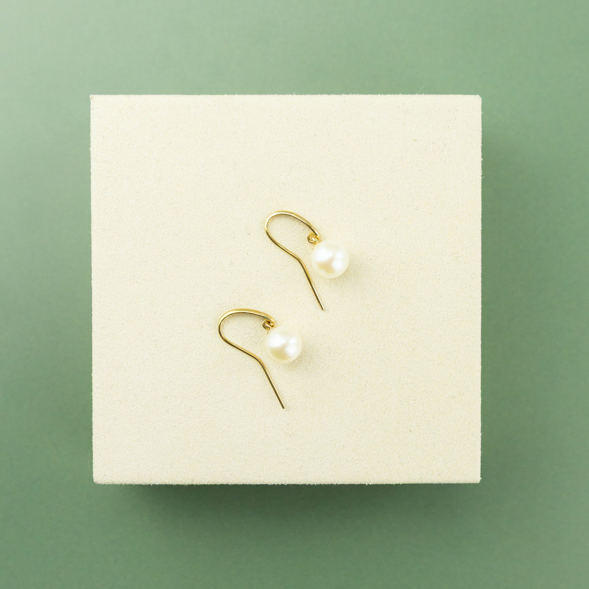 Freshwater Pearl Drop Crook Earrings in 9 Karat Yellow Gold at RR Jewellers UK