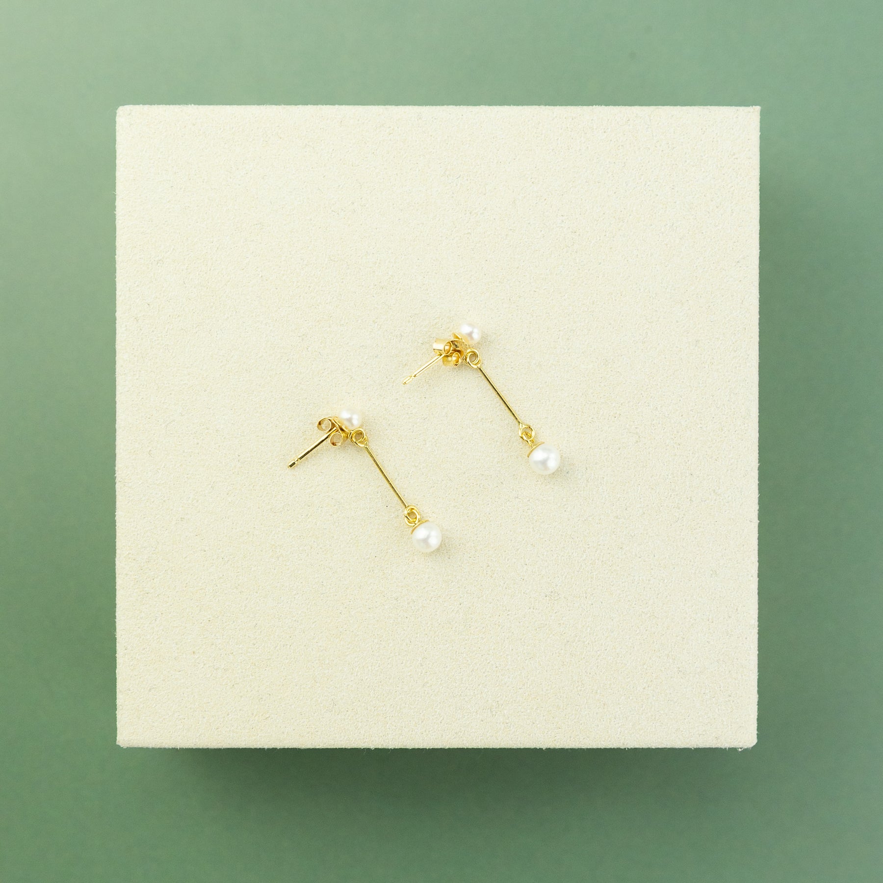 Freshwater Pearl Drop Pin Earrings in 9 Karat Yellow Gold at RR Jewellers Yarm UK